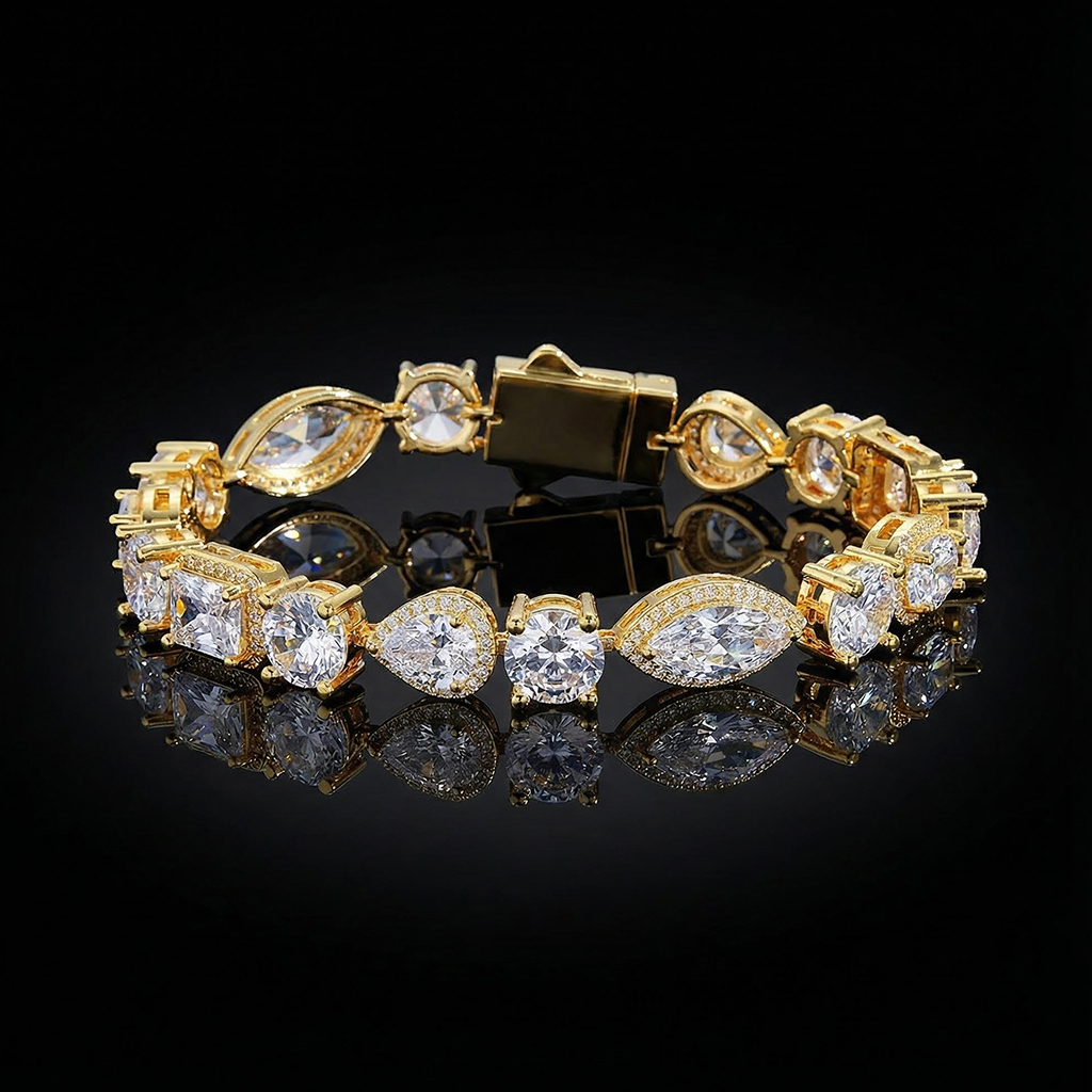 10mm Iced Out Multi Shaped Diamond Bracelet