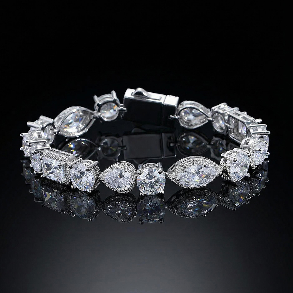 10mm Iced Out Multi Shaped Diamond Bracelet