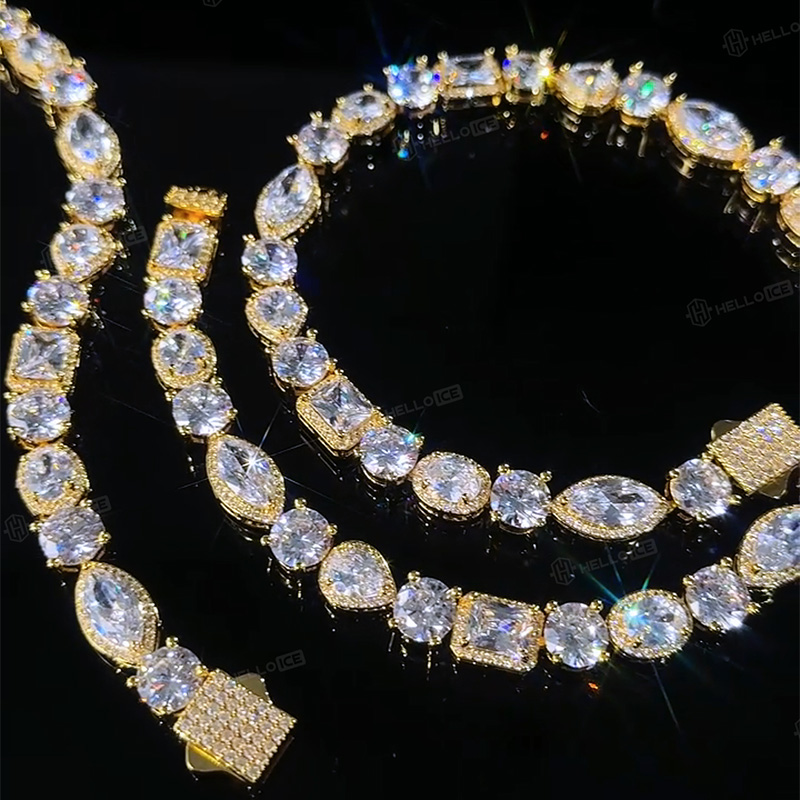 10mm Iced Out Multi Shaped Diamond Bracelet