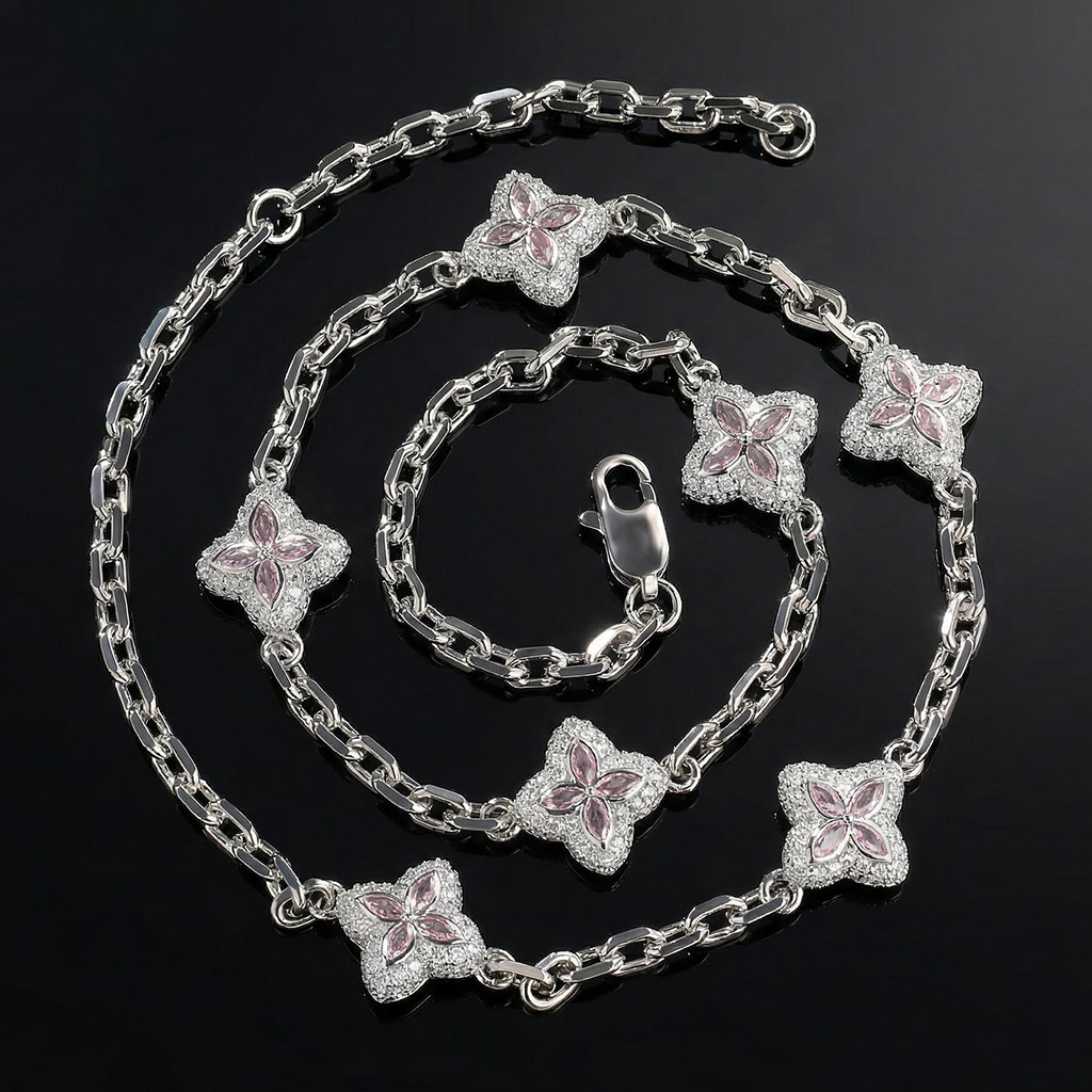 Iced Out 14mm Four Leaf Clover Chain Iced Out 14mm Four Leaf Clover Chain