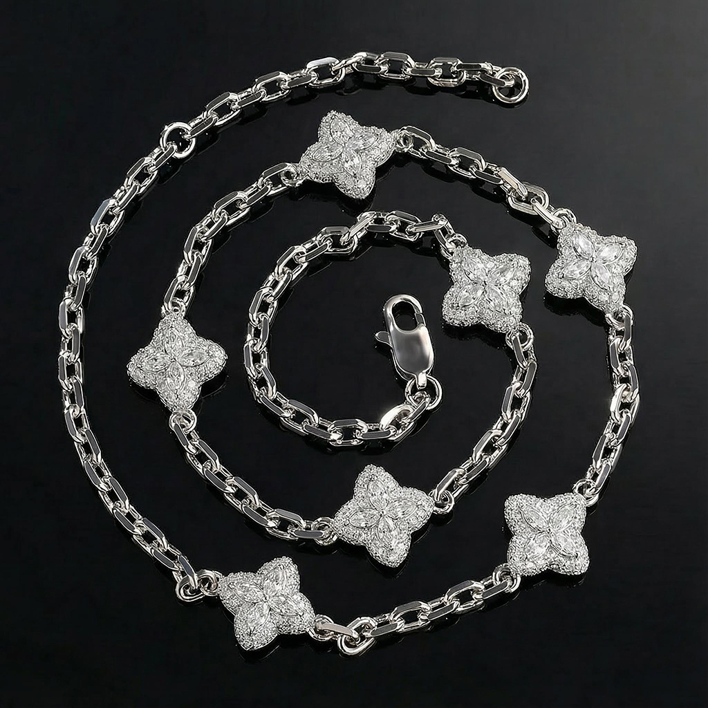 Iced Out 14mm Four Leaf Clover Chain Iced Out 14mm Four Leaf Clover Chain
