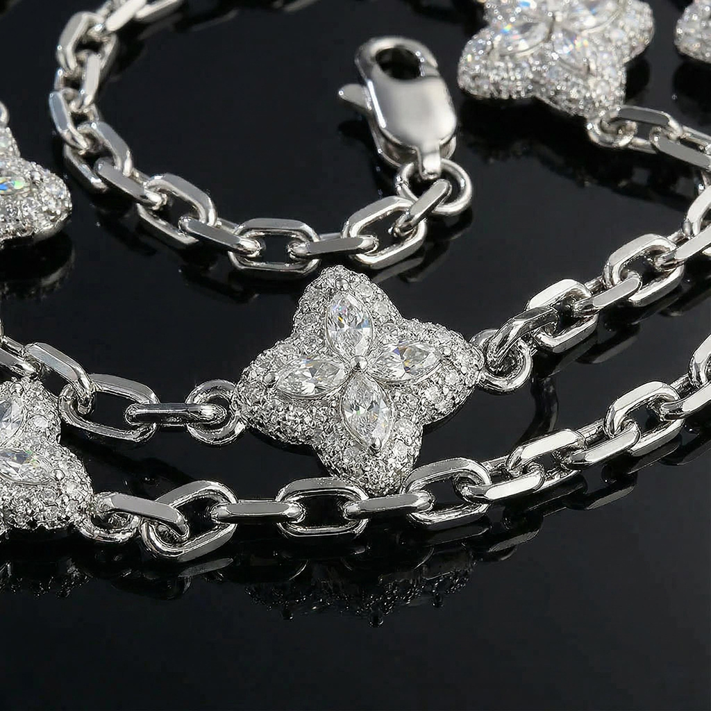 Iced Out 14mm Four Leaf Clover Chain Iced Out 14mm Four Leaf Clover Chain