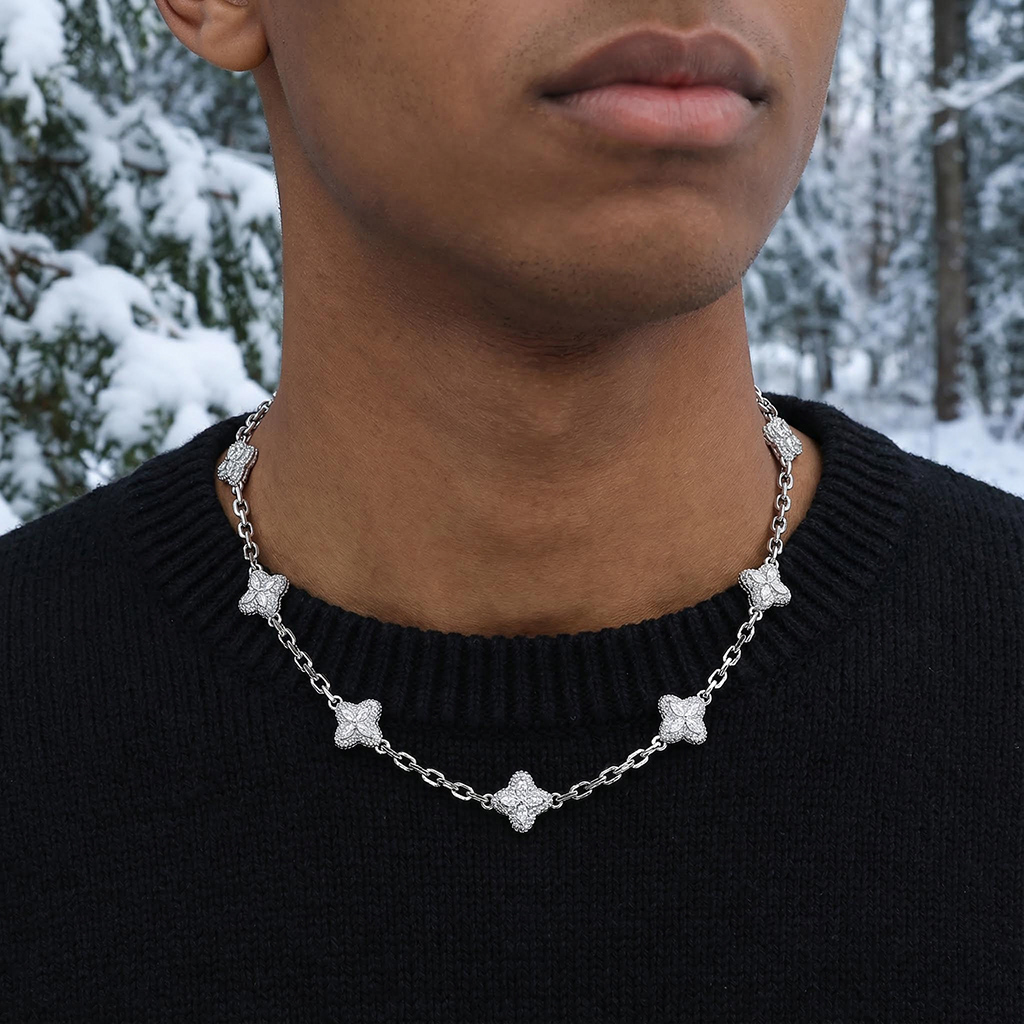 Iced Out 14mm Four Leaf Clover Chain Iced Out 14mm Four Leaf Clover Chain