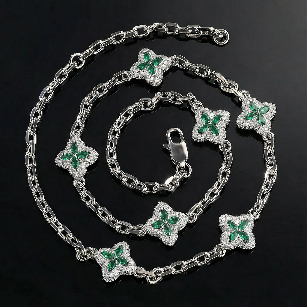 Iced Out 14mm Four Leaf Clover Chain Iced Out 14mm Four Leaf Clover Chain