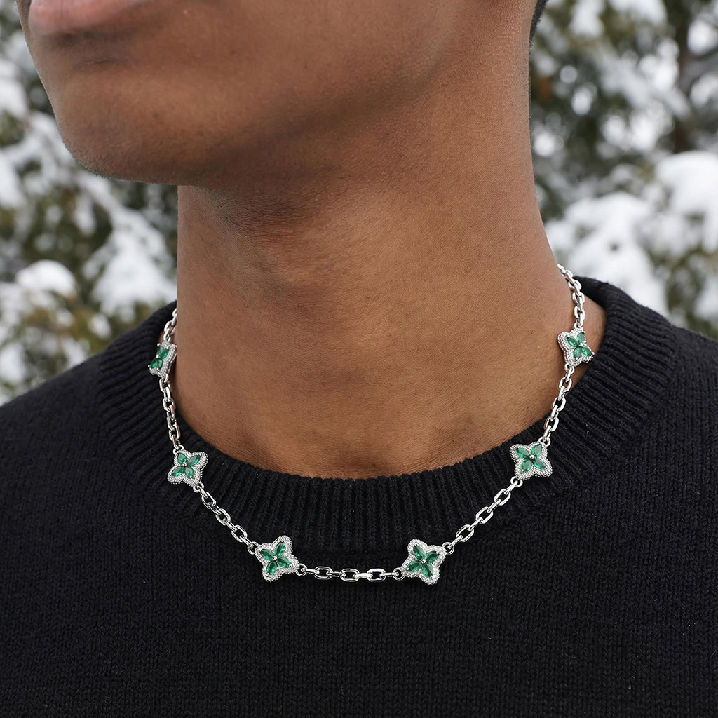 Iced Out 14mm Four Leaf Clover Chain Iced Out 14mm Four Leaf Clover Chain