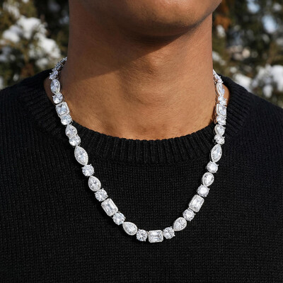 10mm Iced Out Multi Shaped Diamond Chain