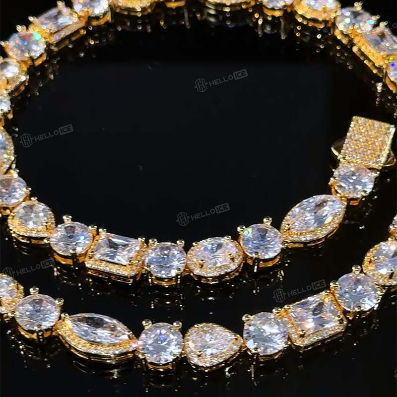 10mm Iced Out Multi Shaped Diamond Chain