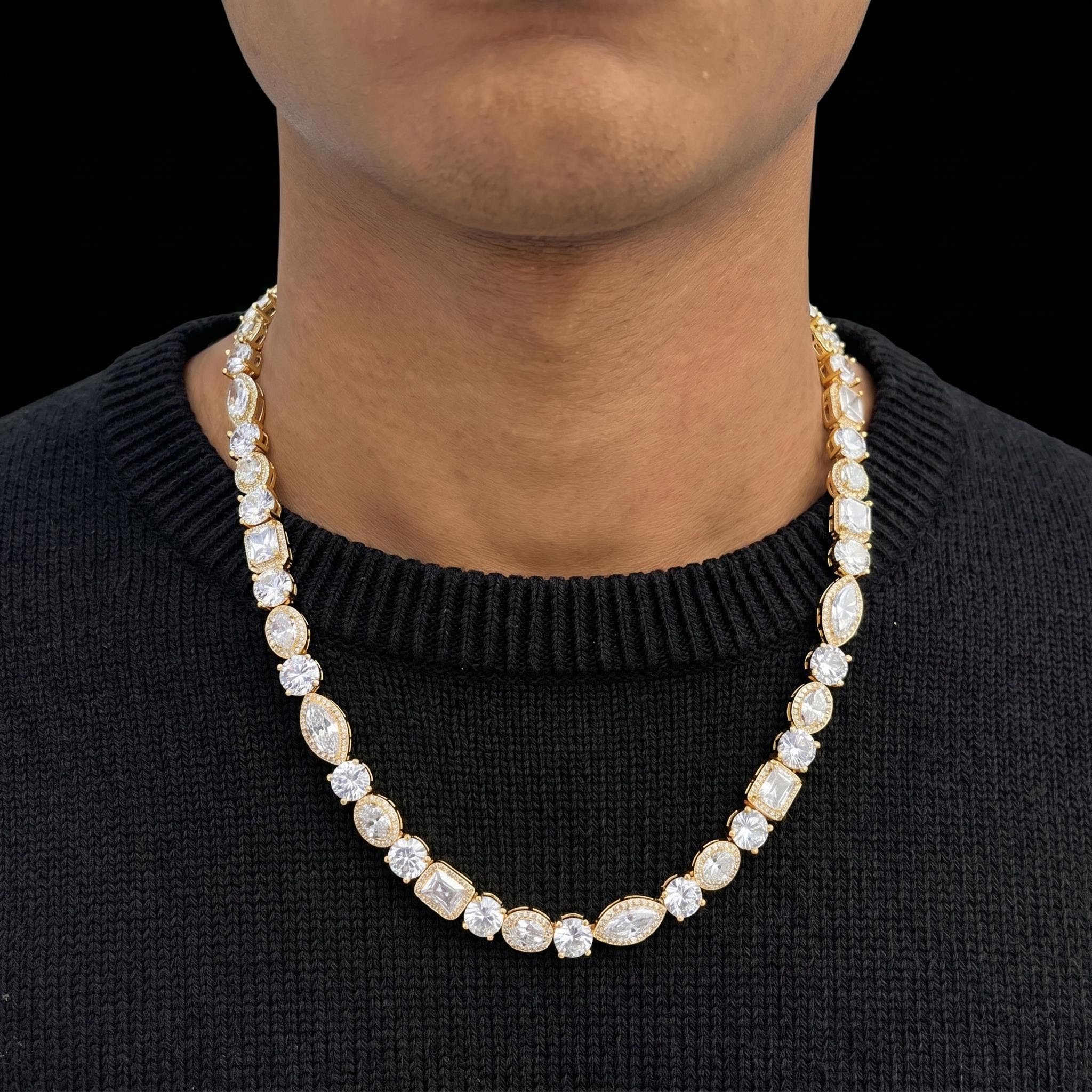 10mm Iced Out Multi Shaped Diamond Chain