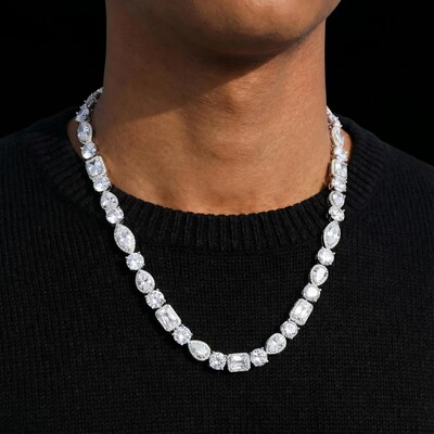 10mm Iced Out Multi Shaped Diamond Chain