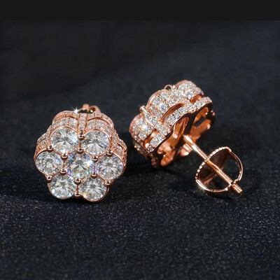 Iced Out Cluster Flower Full Paved Earrings