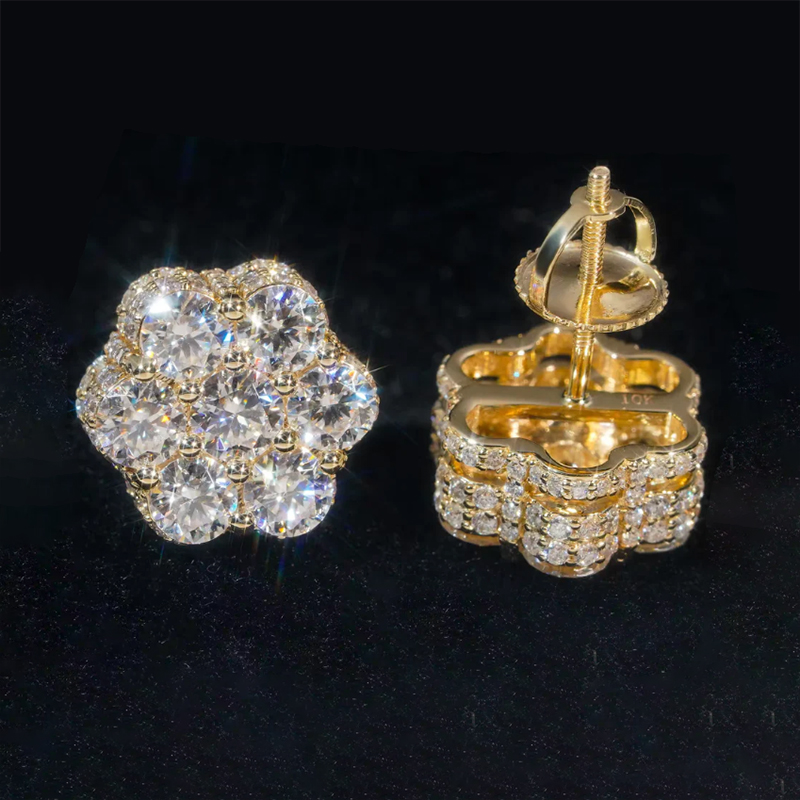 Iced Out Cluster Flower Full Paved Earrings