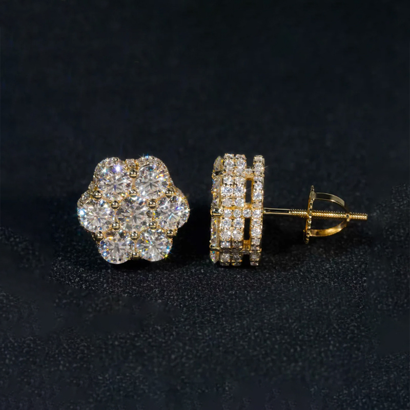 Iced Out Cluster Flower Full Paved Earrings