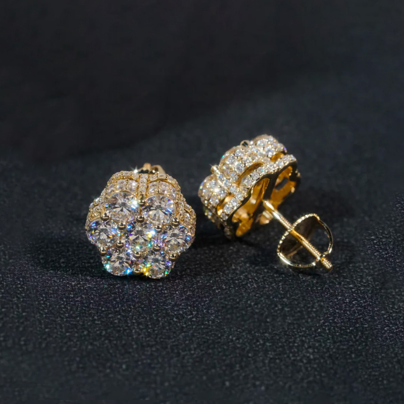 Iced Out Cluster Flower Full Paved Earrings