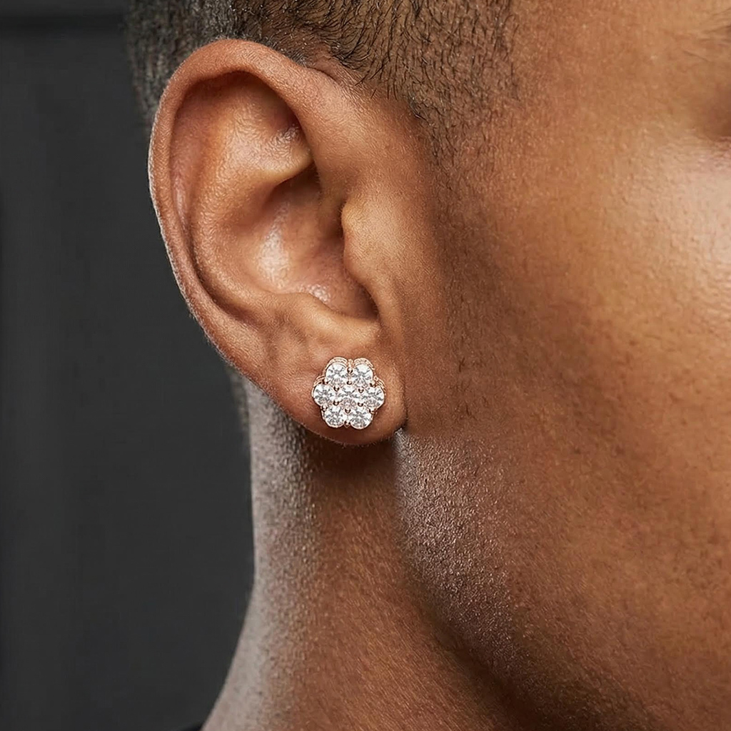 Iced Out Cluster Flower Full Paved Earrings