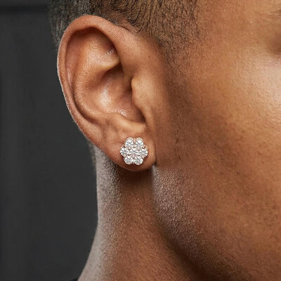 Iced Out Cluster Flower Full Paved Earrings