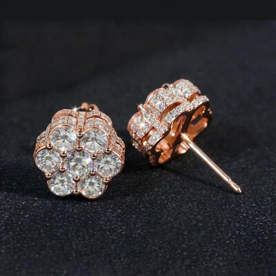 Iced Out Cluster Flower Full Paved Earrings
