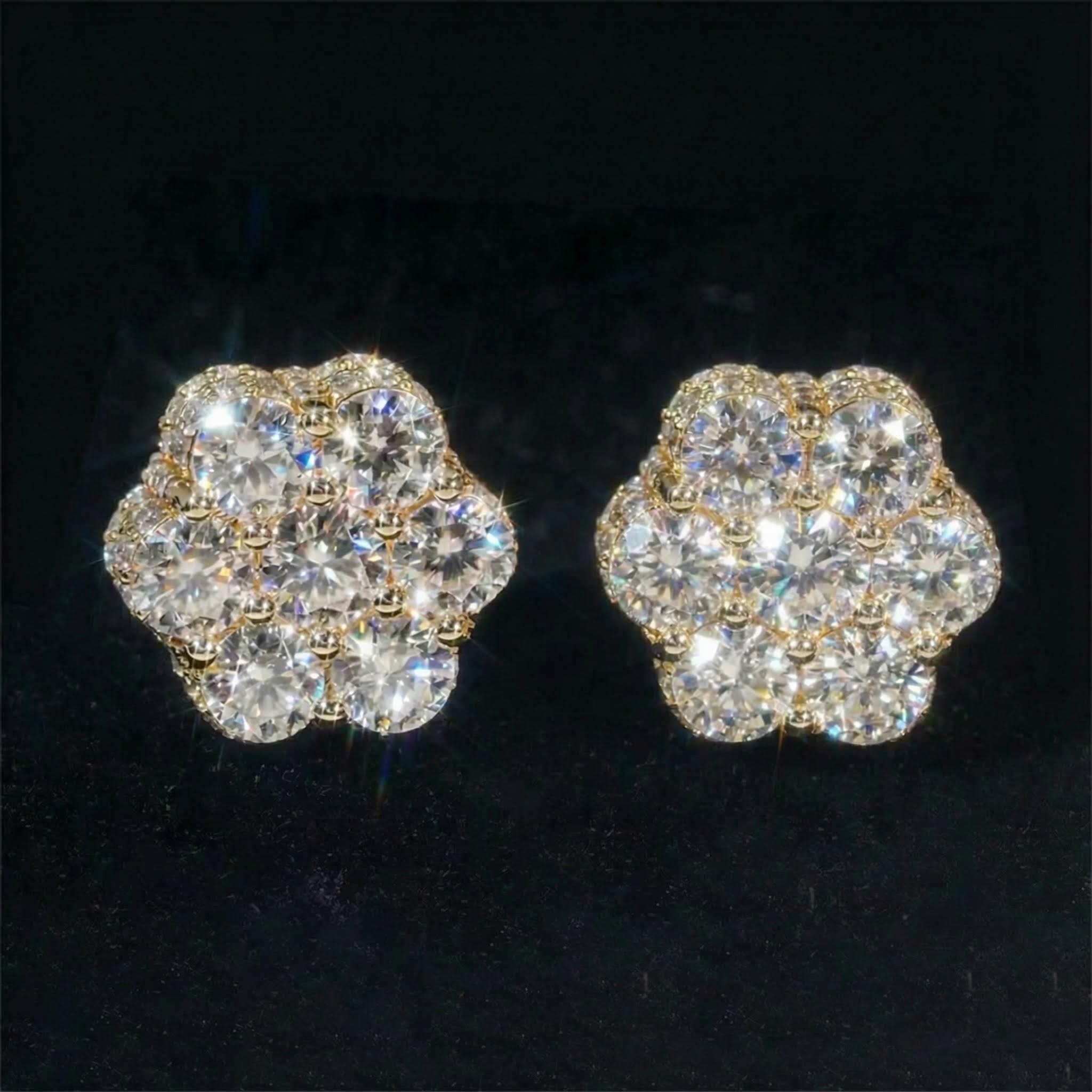 Iced Out Cluster Flower Full Paved Earrings