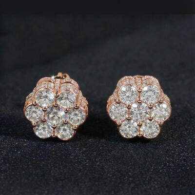 Iced Out Cluster Flower Full Paved Earrings