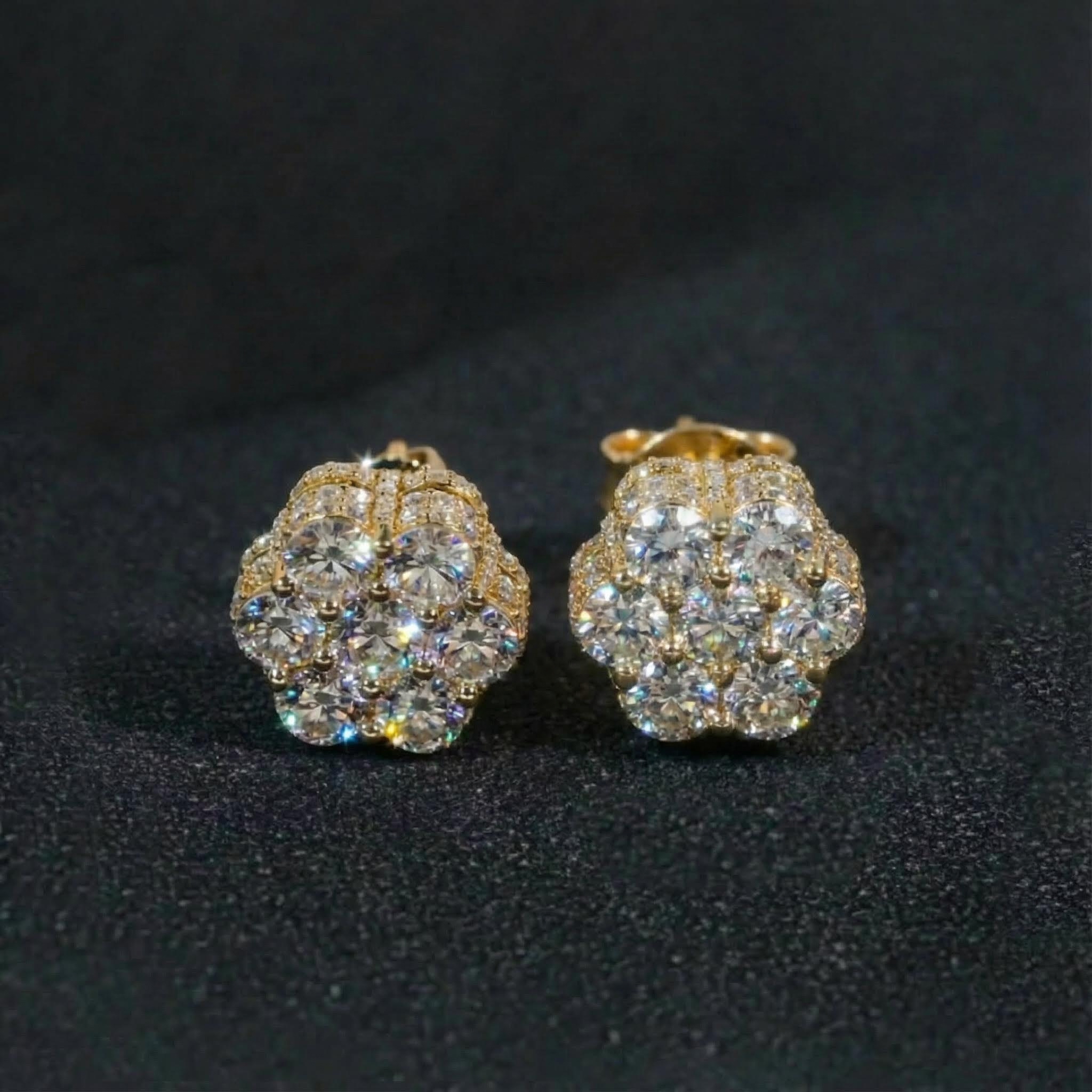 Iced Out Cluster Flower Full Paved Earrings