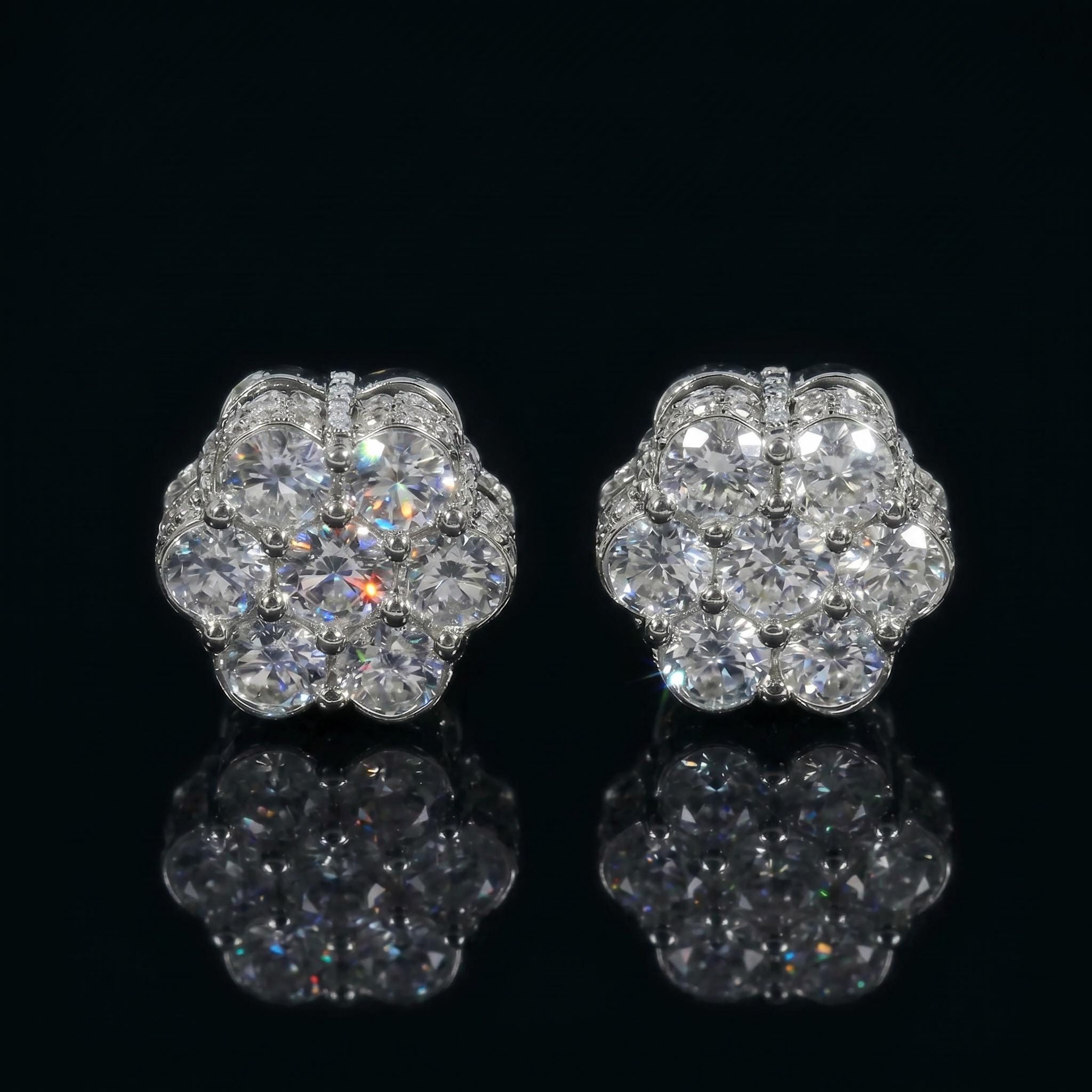 Iced Out Cluster Flower Full Paved Earrings