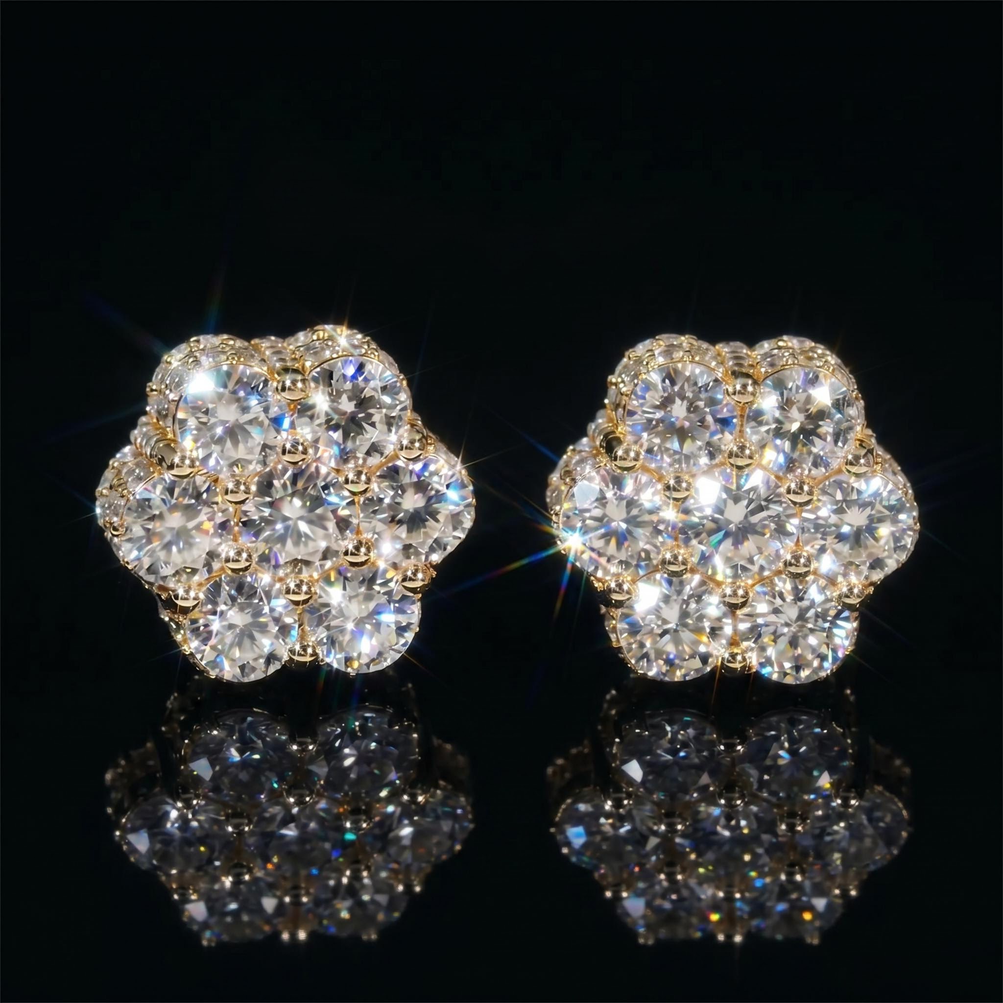 Iced Out Cluster Flower Full Paved Earrings