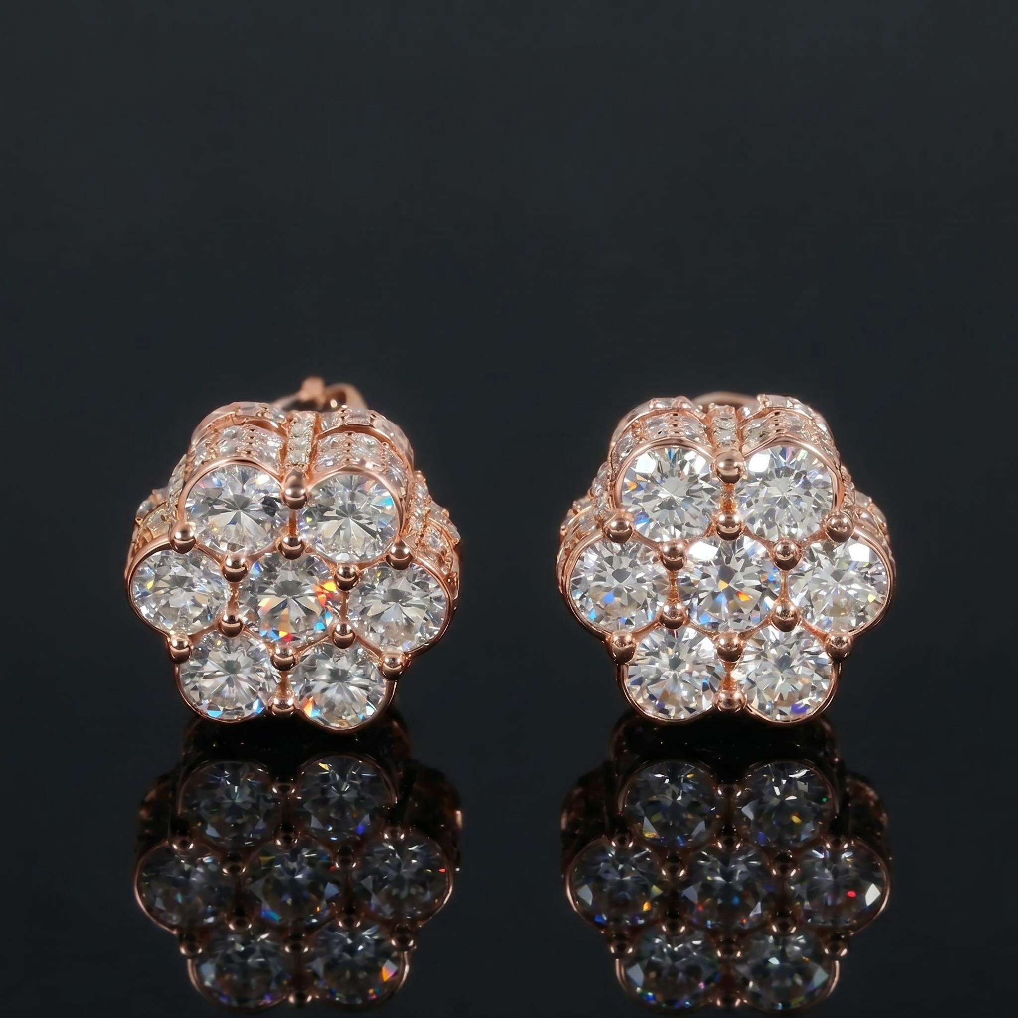 Iced Out Cluster Flower Full Paved Earrings
