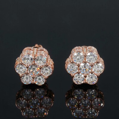 Iced Out Cluster Flower Full Paved Earrings