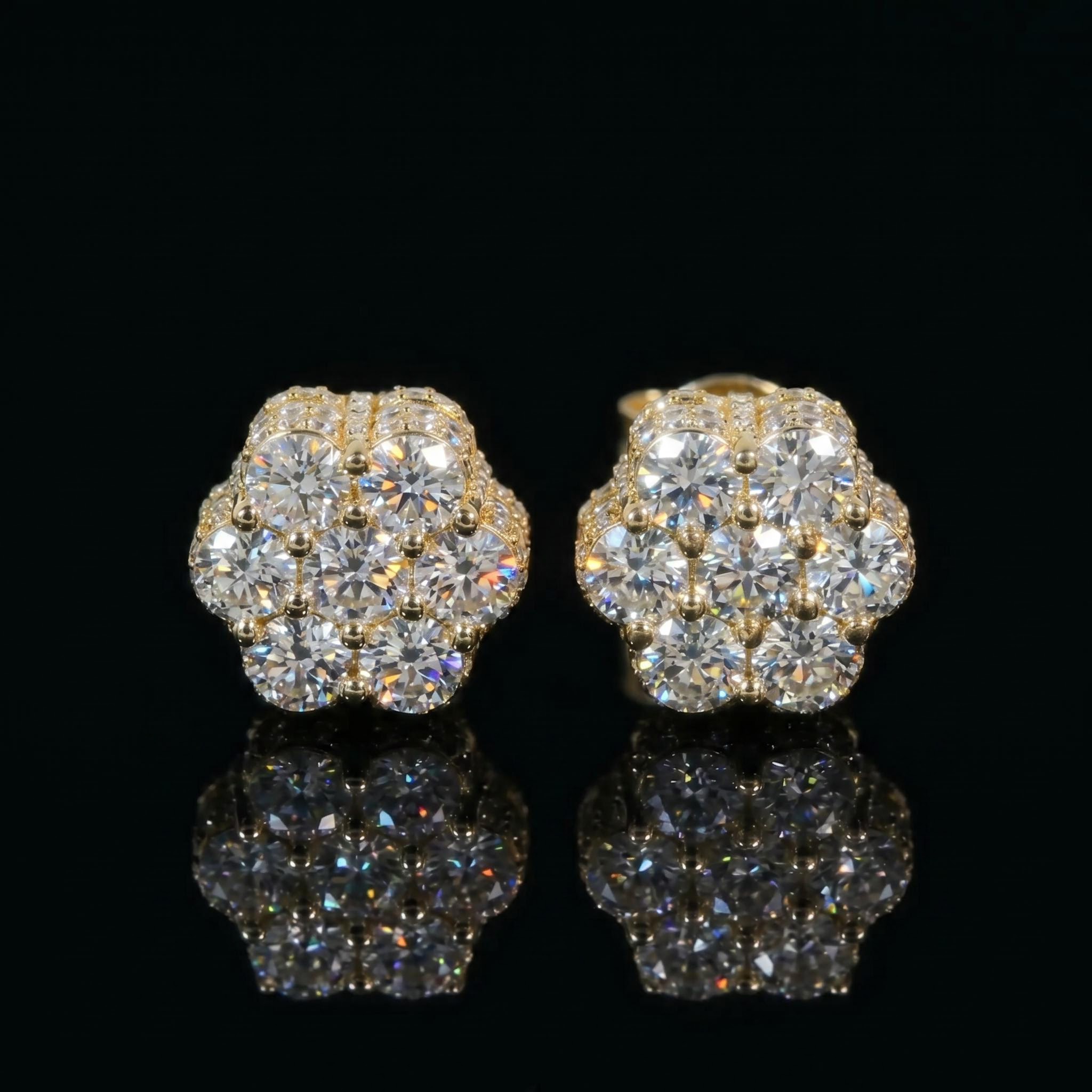 Iced Out Cluster Flower Full Paved Earrings