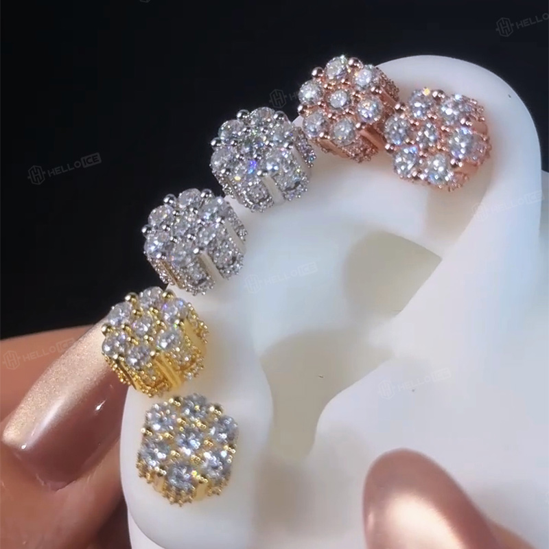 Iced Out Cluster Flower Full Paved Earrings