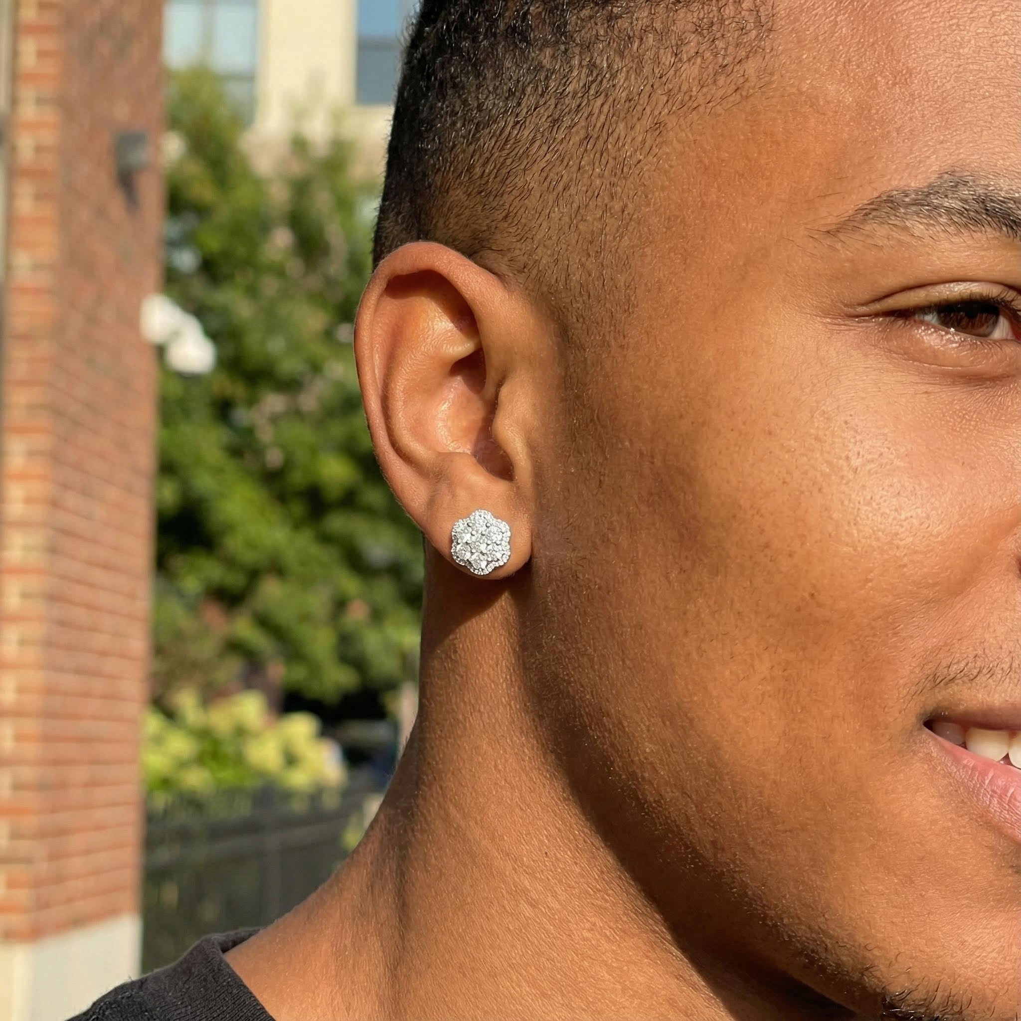 S925 Sterling Silver Moissanite Cluster Halo Stud Earrings