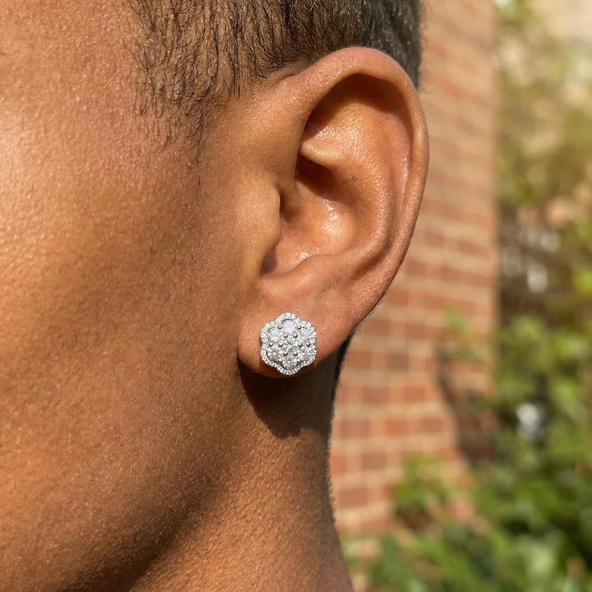 S925 Sterling Silver Moissanite Cluster Halo Stud Earrings