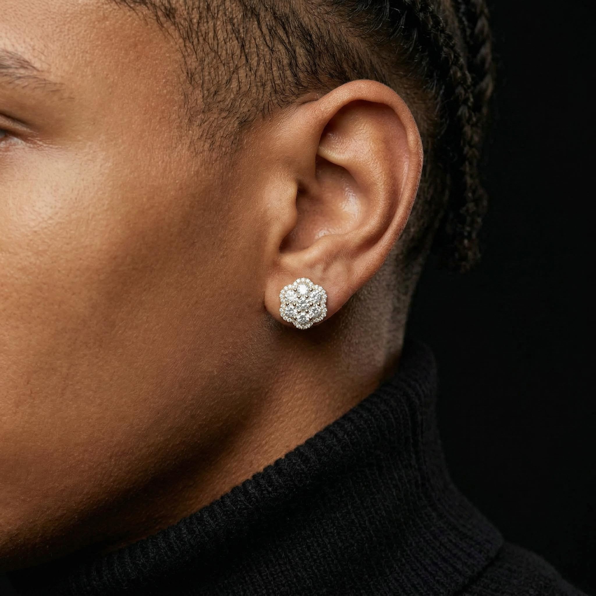 S925 Sterling Silver Moissanite Cluster Halo Stud Earrings