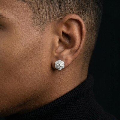 S925 Sterling Silver Moissanite Cluster Halo Stud Earrings