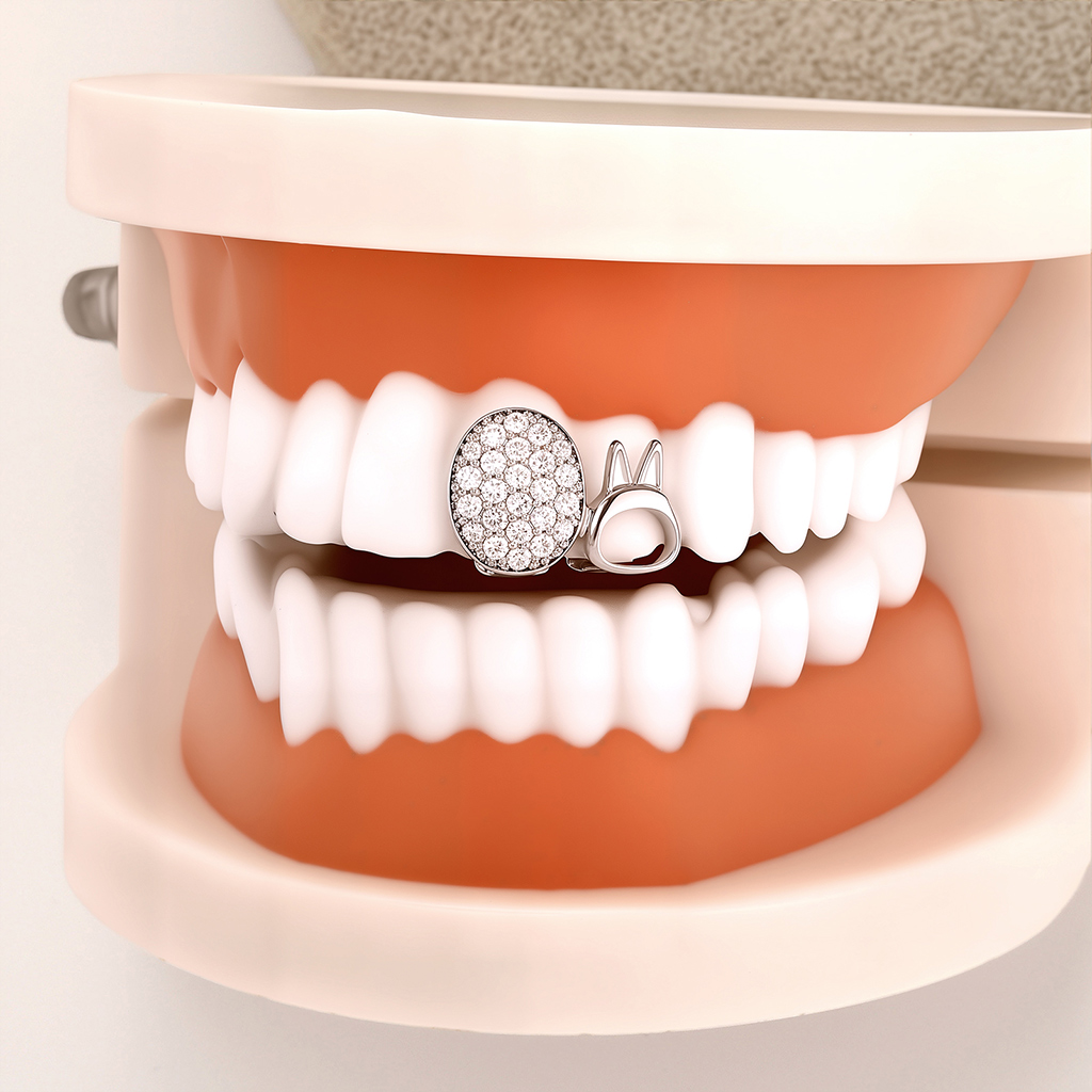 Iced Out Bunny-Ear Double Grillz Iced Out Bunny-Ear Double Grillz