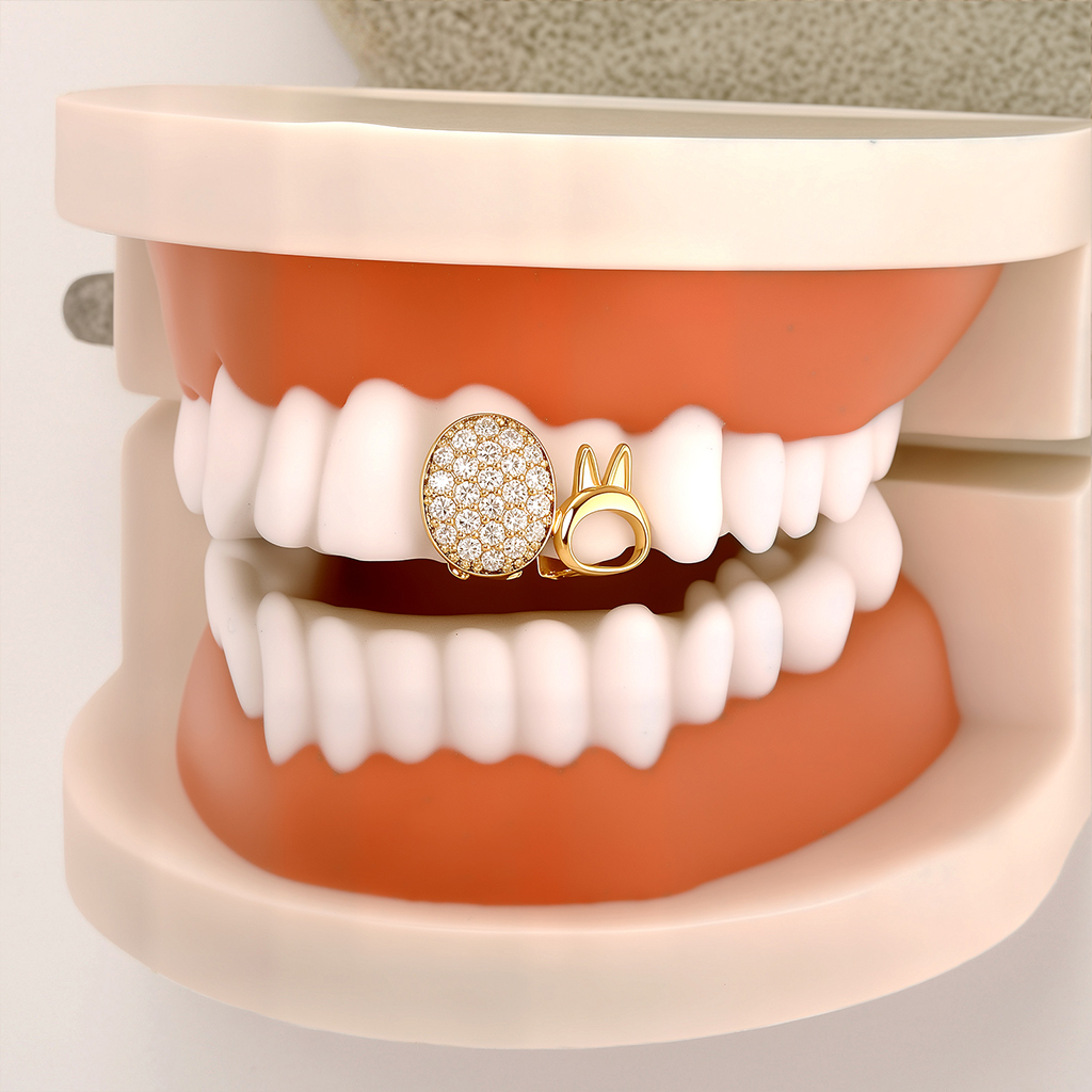Iced Out Bunny-Ear Double Grillz Iced Out Bunny-Ear Double Grillz