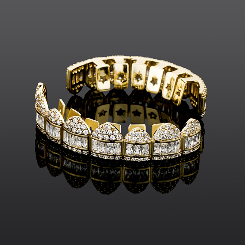 Iced Out Baguette Diamonds Paved Grillz Set
