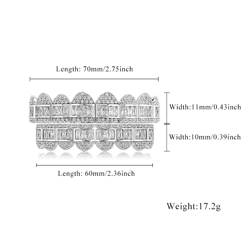 Iced Out Baguette Diamonds Paved Grillz Set