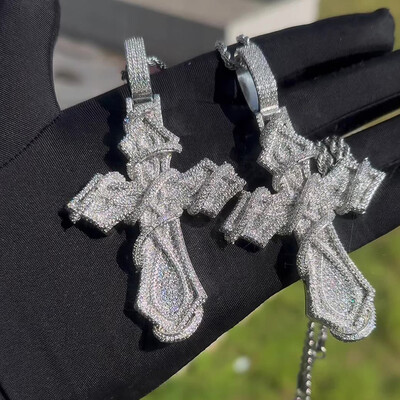 Iced Out Thorn Cross Pendant Necklace