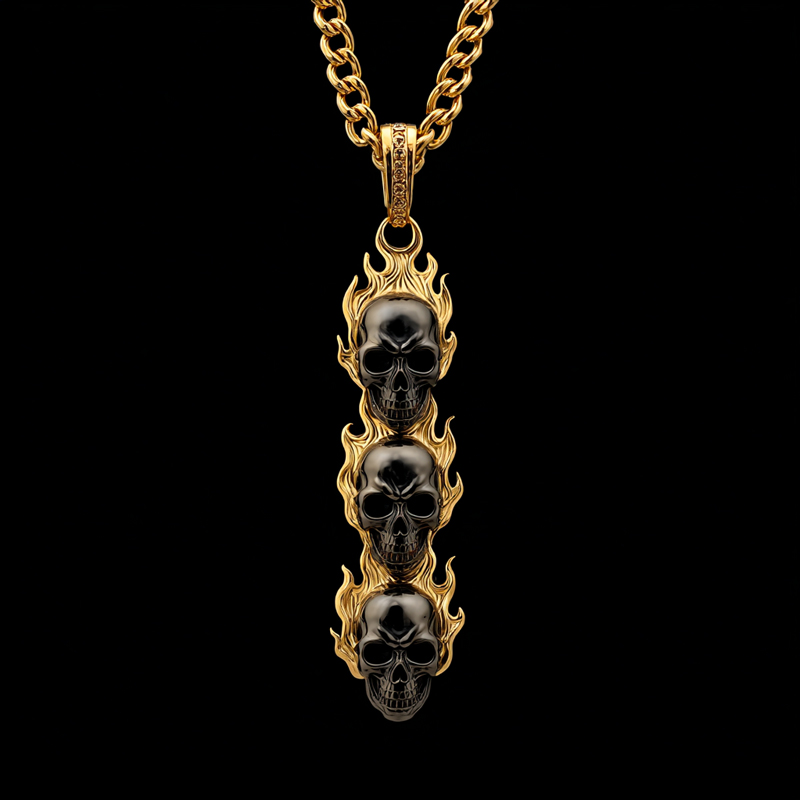 Triple Flame Skull Pendant Triple Flame Skull Pendant