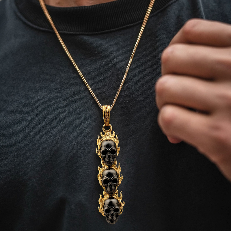 Triple Flame Skull Pendant Triple Flame Skull Pendant