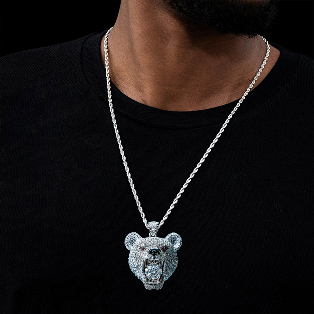 Iced Bear Bites Round Cut Diamond Pendant Iced Bear Bites Round Cut Diamond Pendant