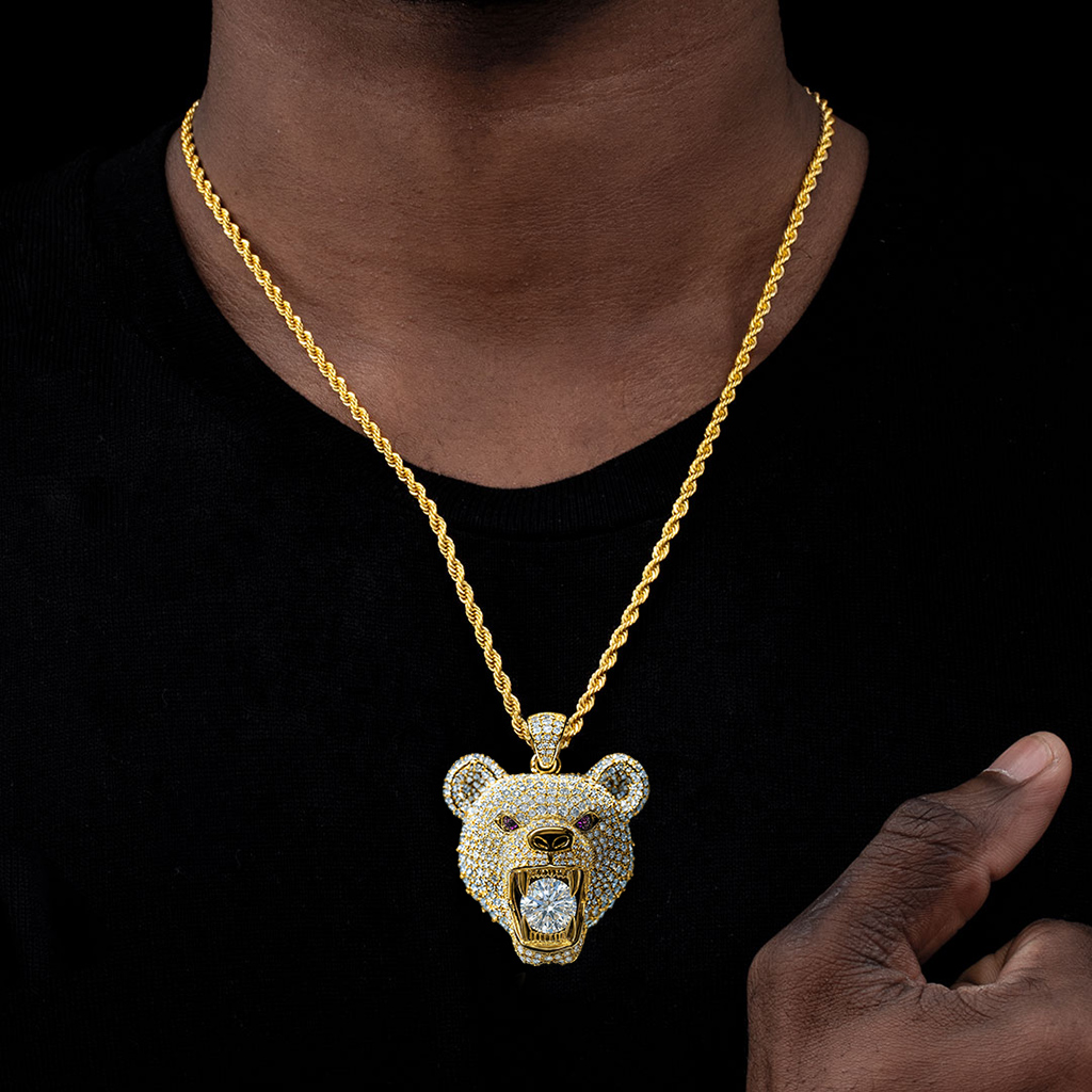 Iced Bear Bites Round Cut Diamond Pendant Iced Bear Bites Round Cut Diamond Pendant