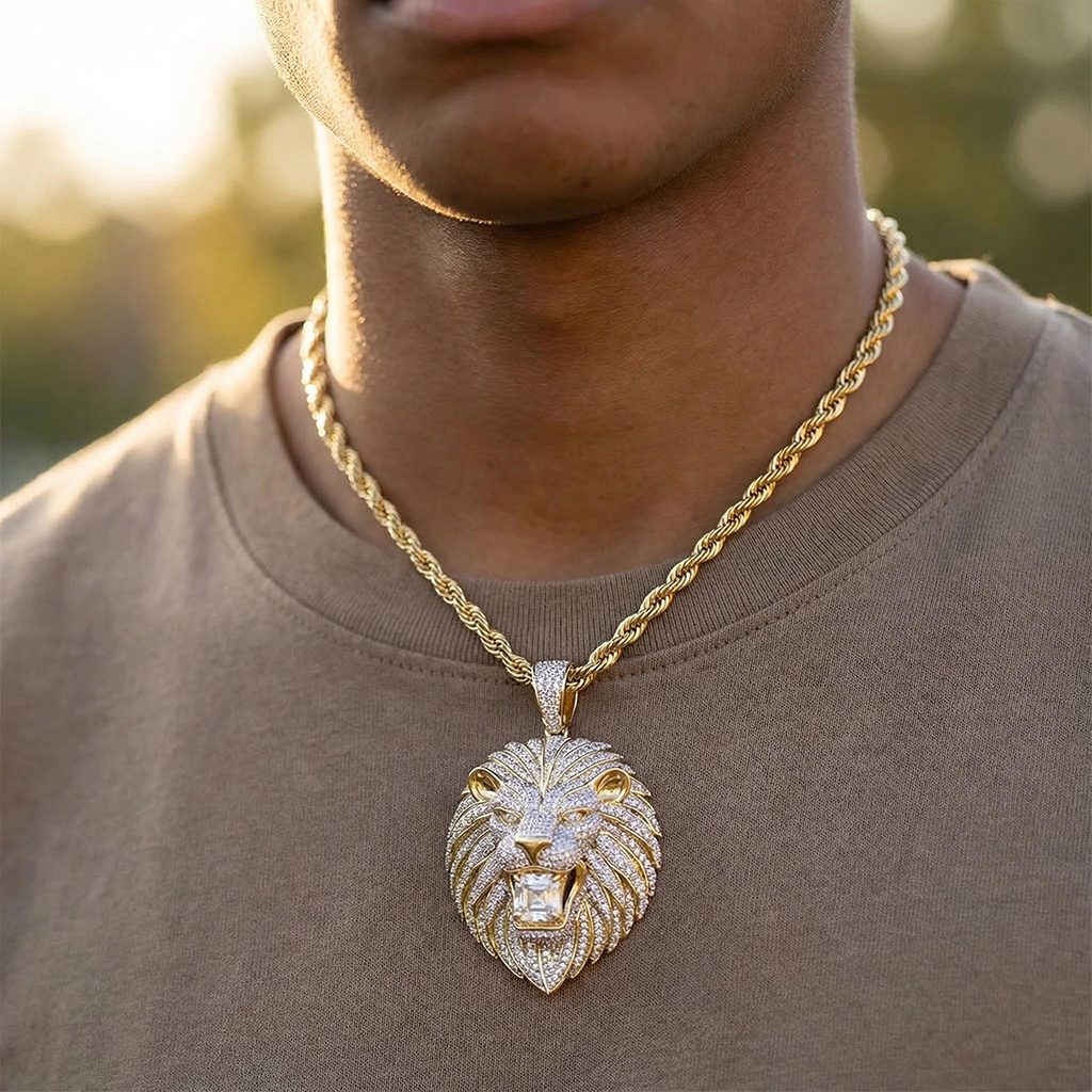 Iced Lion Bites Asscher Cut Diamond Pendant Iced Lion Bites Asscher Cut Diamond Pendant