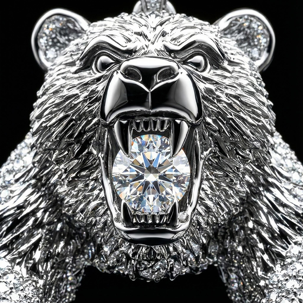 Iced Bear Bites Round Cut Diamond Pendant Iced Bear Bites Round Cut Diamond Pendant