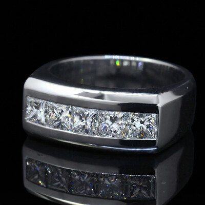 S925S & VVS Moissanite 5 Stone Princess Cut Diamond Band