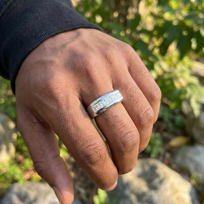 S925S & VVS Moissanite 5 Stone Princess Cut Diamond Band