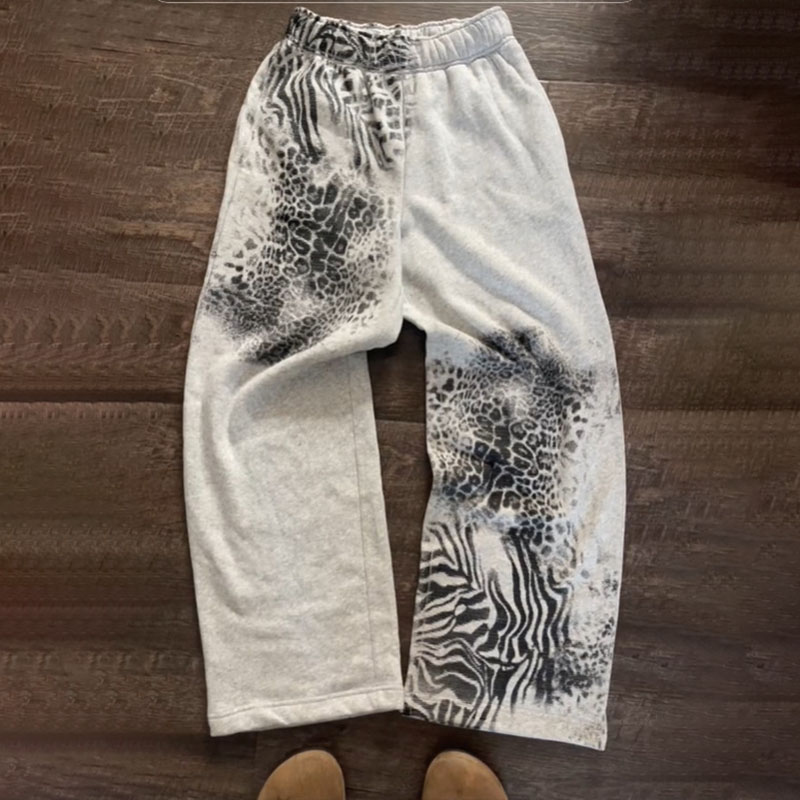 Vintage Camouflage Leopard Print Casual Pants