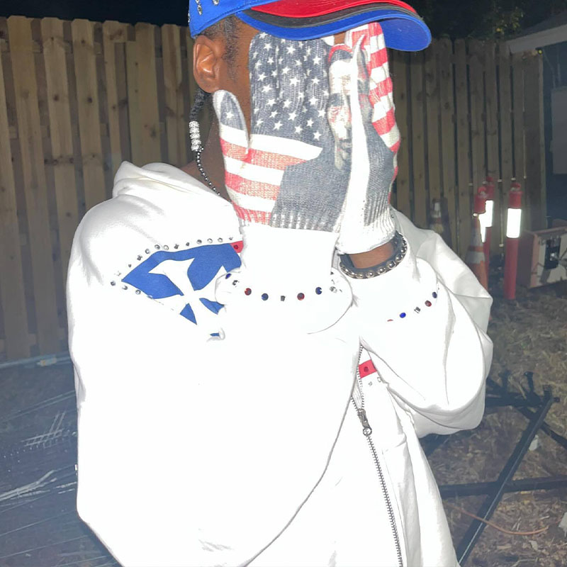 Y2K Flag Print Zip Hoodie Y2K Flag Print Zip Hoodie