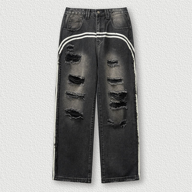 Y2K Vintage Ripped Striped Jeans