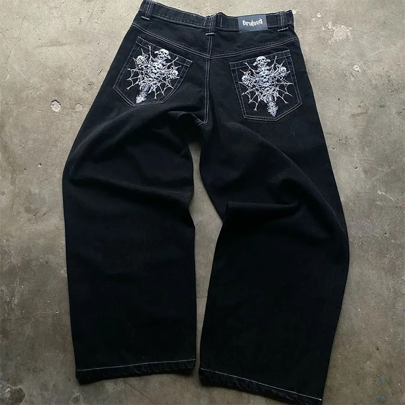 Vintage Skull Embroidered Jeans